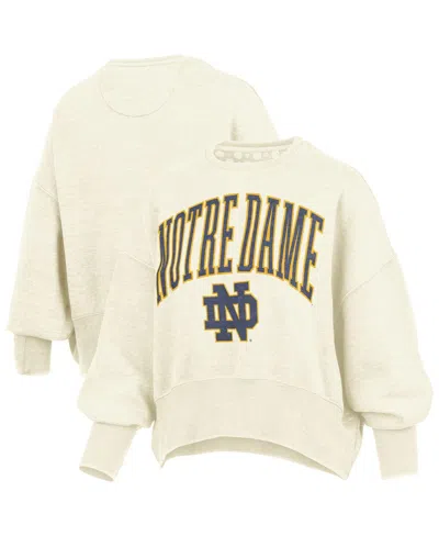 Pressbox Women's Natural Notre Dame Fighting Irish Oversized Waist-length Crewneck Sweatshirt In Brown