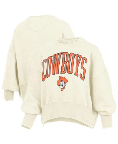 Pressbox Women's Natural Oklahoma State Cowboys Oversized Waist-length Crewneck Sweatshirt In Neutral