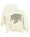 Pressbox Natural Purdue Boilermakers Oversized Waist-length Crewneck Sweatshirt In Neutral