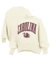 Pressbox Natural South Carolina Gamecocks Oversized Waist-length Crewneck Sweatshirt In Neutral
