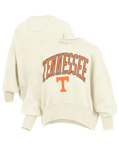 Pressbox Women's Natural Tennessee Volunteers Oversized Waist-length Crewneck Sweatshirt In Brown