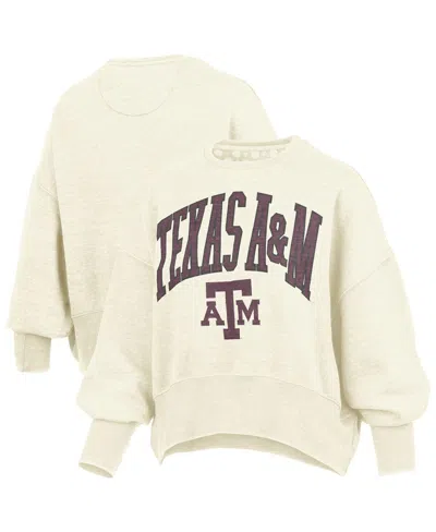 Pressbox Women's Natural Texas A M Aggies Oversized Waist-length Crewneck Sweatshirt In Brown