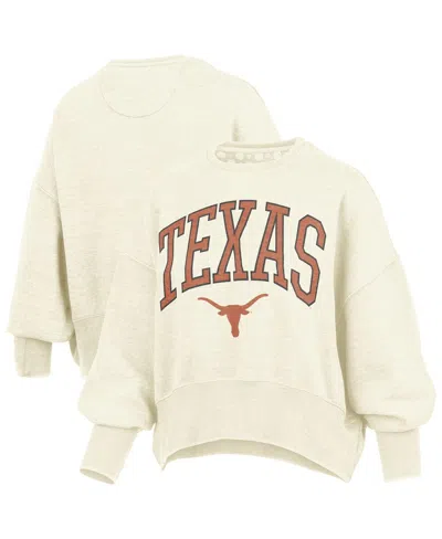 Pressbox Natural Texas Longhorns Oversized Waist-length Crewneck Sweatshirt In Brown