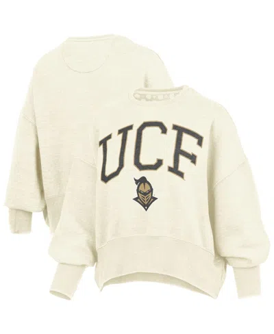 Pressbox Women's Natural Ucf Knights Oversized Waist-length Crewneck Sweatshirt In Neutral