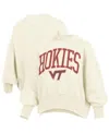 Pressbox Natural Virginia Tech Hokies Oversized Waist-length Crewneck Sweatshirt In Neutral