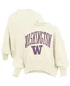 Pressbox Women's Natural Washington Huskies Oversized Waist-length Crewneck Sweatshirt In Neutral