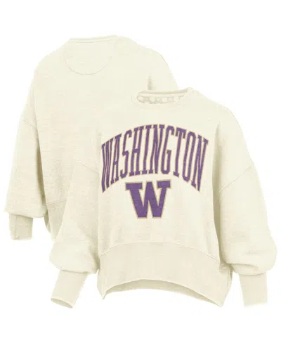 Pressbox Women's Natural Washington Huskies Oversized Waist-length Crewneck Sweatshirt In Neutral