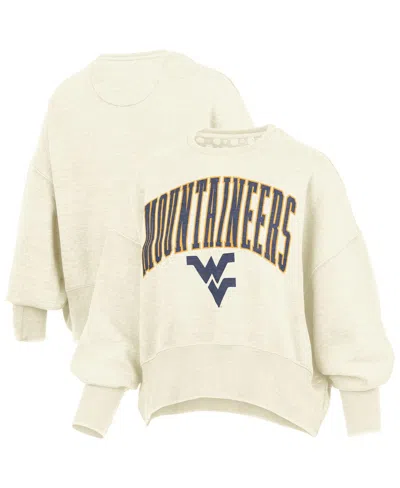 Pressbox Women's Natural West Virginia Mountaineers Oversized Waist-length Crewneck Sweatshirt In Brown
