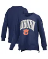 Pressbox Women's Navy Auburn Tigers Pocketed Arch Pullover Sweatshirt In Blue