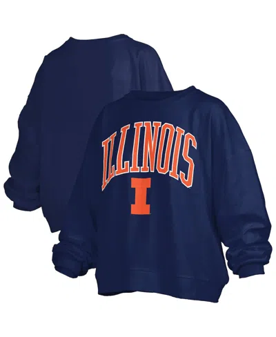 Pressbox Women's Navy Illinois Fighting Illini Janise Fleece Sweatshirt In Blue