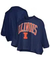 Pressbox Women's Navy Illinois Fighting Illini Midi Arch Over Logo Oversized T-shirt In Blue