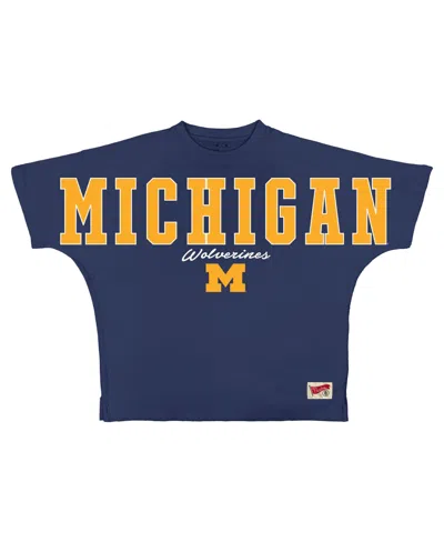 Pressbox Women's Navy Michigan Wolverines Flannigan Oversized T-shirt In Blue