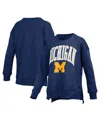 Pressbox Women's Navy Michigan Wolverines Pocketed Arch Pullover Sweatshirt In Blue