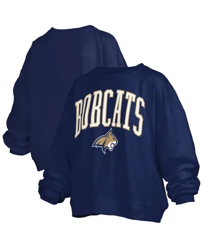 Pressbox Women's Navy Montana State Bobcats Oversized Janise Arch Over Logo Fleece Sweatshirt