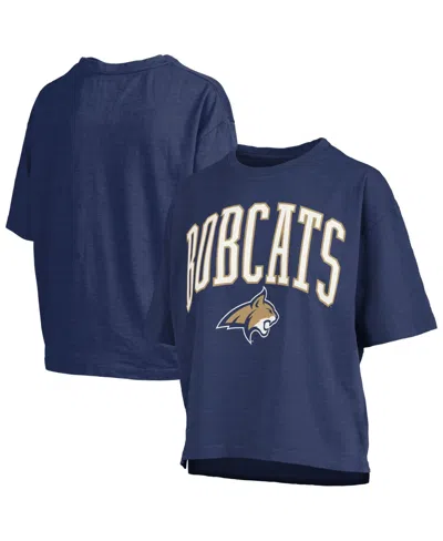 Pressbox Women's Navy Montana State Bobcats Oversized Nelson Arch Over Logo Slub T-shirt