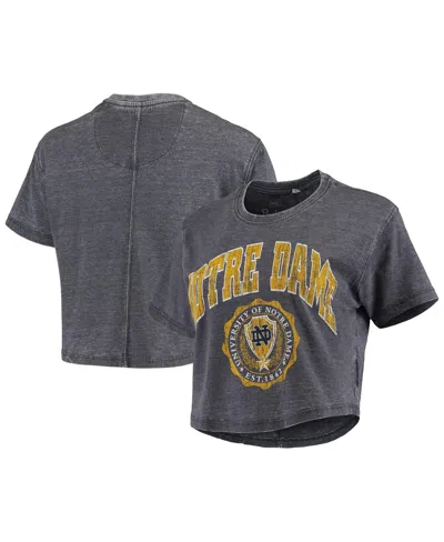 Pressbox Women's Navy Notre Dame Fighting Irish Edith Vintage Burnout Crop T-shirt