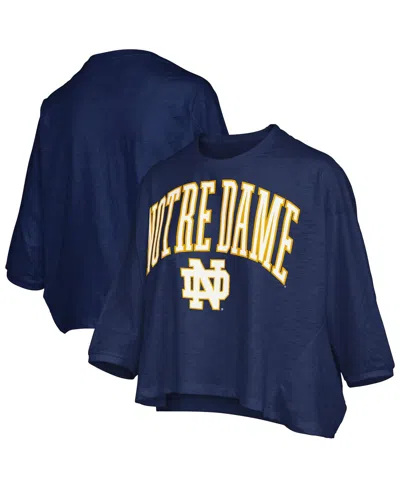 Pressbox Women's Navy Notre Dame Fighting Irish Midi Arch Over Logo Oversized T-shirt In Blue