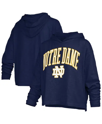 Pressbox Women's Navy Notre Dame Fighting Irish Janise Arch Over Logo Waist Length Oversized Pullover Sweatsh In Blue