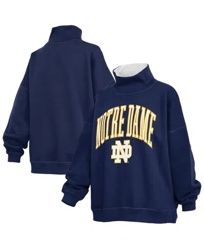 Pressbox Women's Navy Notre Dame Fighting Irish Oversized Mock Neck Sweatshirt In Blue