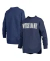 Pressbox Women's Navy Notre Dame Fighting Irish Quilted Long Sleeve Pullover Sweatshirt In Navy