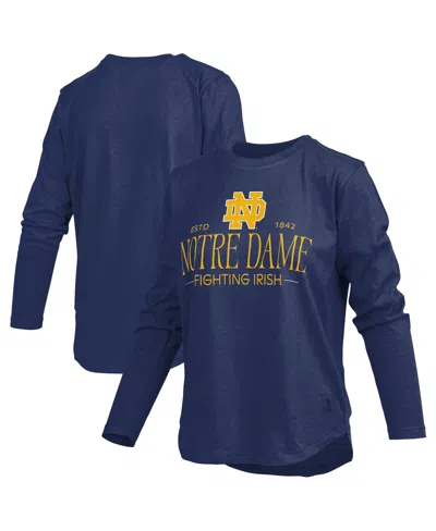 Pressbox Women's Navy Notre Dame Fighting Irish Silver On Long Sleeve T-shirt In Blue