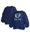 Pressbox Women's Navy Penn State Nittany Lions Big Aug Script Janice Oversized Pullover Sweatshirt In Navy