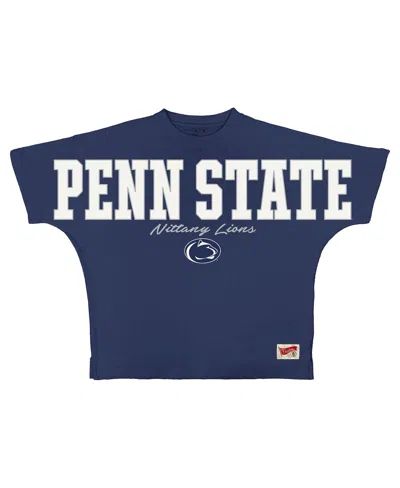 Pressbox Women's Navy Penn State Nittany Lions Flannigan Oversized T-shirt In Blue