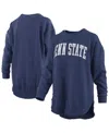Pressbox Navy Penn State Nittany Lions Melange Poncho Vintage Fleece Long Sleeve Pullover Sweatshir In Navy