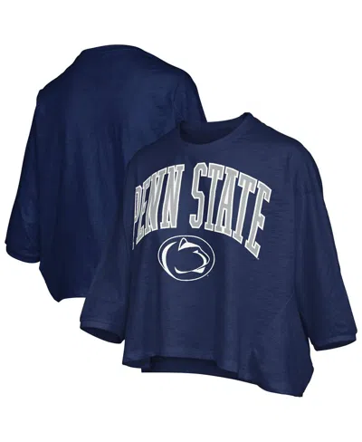Pressbox Women's Navy Penn State Nittany Lions Midi Arch Over Logo Oversized T-shirt In Blue