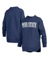 Pressbox Women's Navy Penn State Nittany Lions Quilted Long Sleeve Pullover Sweatshirt In Navy