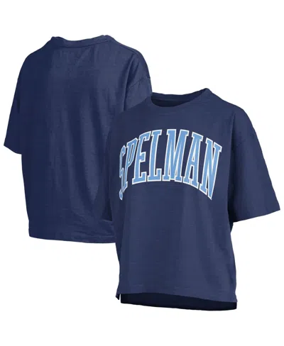 Pressbox Women's Navy Spelman College Jaguars Oversized Nelson Arch Over Logo Slub T-shirt