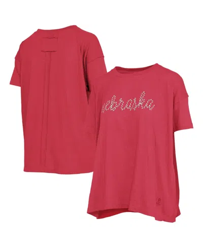 Pressbox Women's Nebraska Huskers Oversized Heather T-shirt In Scarlet