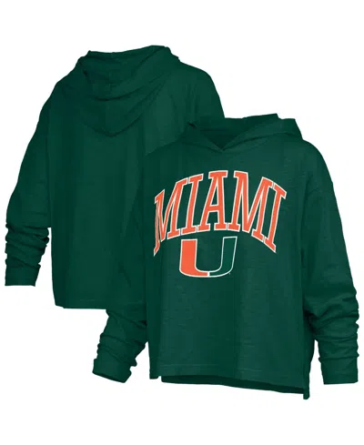 Pressbox Women's Nelson Arch Over Logo Long-sleeve Hooded Oversized-fit Side-split T-shirt In Green