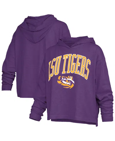 Pressbox Women's Nelson Lsu Tigers Relaxed-fit Slub Long-sleeve Hooded T-shirt In Purple