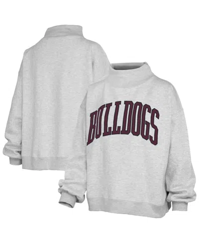 Pressbox Women's Nelson Mississippi State Bulldogs Oversized Fleece-lined Mock Neck Sweatshirt In Gray