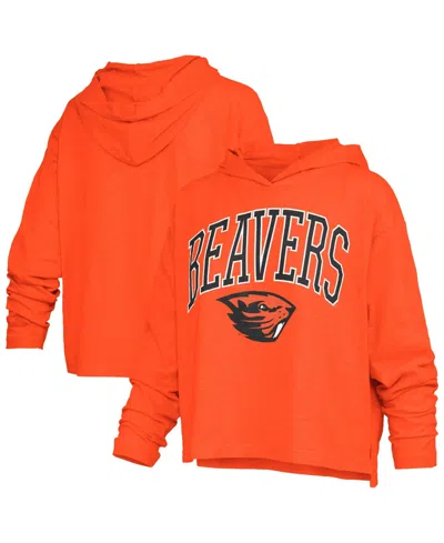 Pressbox Women's Nelson Oregon State Beavers Hooded Long Sleeve Slub T-shirt In Orange