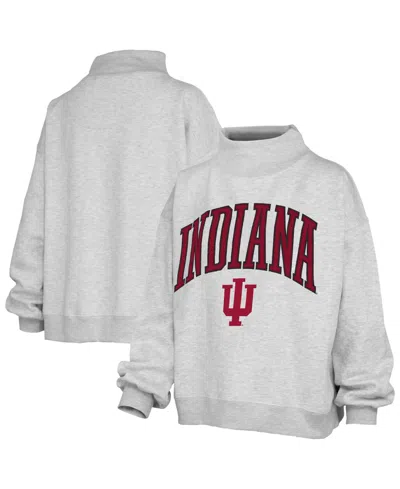 Pressbox Women's Nelson Texture Lingo Indiana Hoosiers Oversized Mock-neck Sweatshirt In Gray