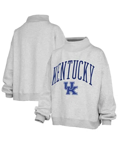 Pressbox Women's Nelson Texture Lingo Kentucky Wildcats Oversized Mock Neck Fleece Sweatshirt In Gray