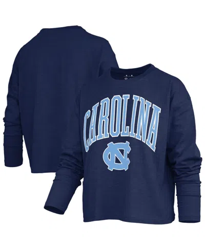 Pressbox Women's North Carolina Tar Heels Motley Dropped-shoulder Boxy Long-sleeve T-shirt In Navy