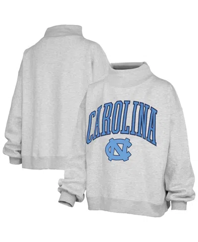 Pressbox Women's North Carolina Tar Heels Nelson Texture Lingo Oversized Mock Neck Sweatshirt In Gray