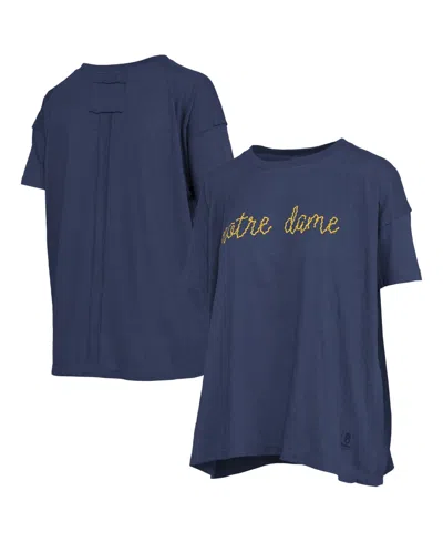 Pressbox Women's Notre Dame Fighting Irish Oversized Script Wordmark T-shirt In Heather Navy