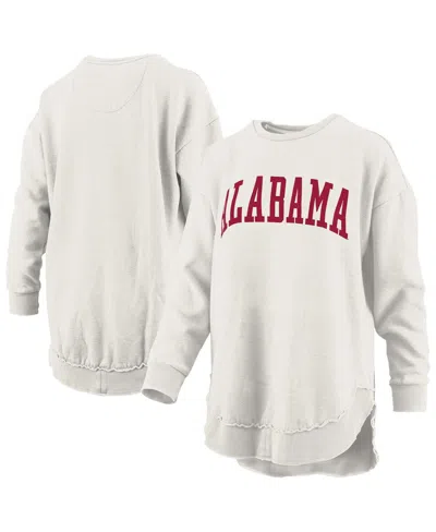 Pressbox Women's Oatmeal Alabama Crimson Tide Melange Poncho Vintage Fleece Long Sleeve Pullover Sweatshirt In White