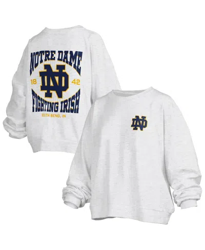 Pressbox Women's Oatmeal Notre Dame Fighting Irish Waist Length Oversized Janise Melange Sweatshirt In White