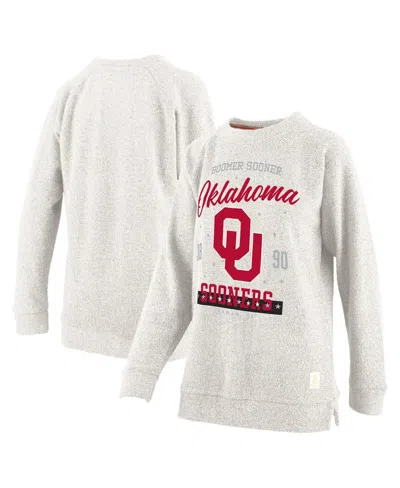 Pressbox Women's Oatmeal Oklahoma Sooners Plus Size Comfy Cairo Terry Pullover Sweatshirt In Gray