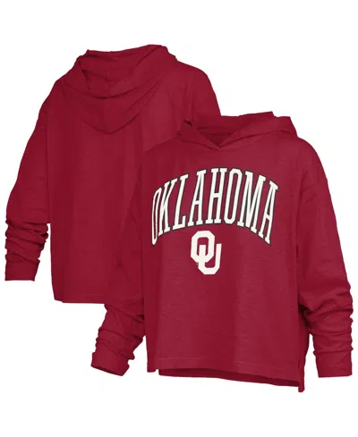 Pressbox Women's Oklahoma Sooners Nelson Hooded Slub Long-sleeve T-shirt In Crimson