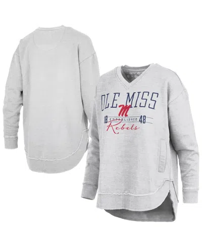 Pressbox Women's Ole Miss Rebels Marcus East Hall Poncho V-neck Fleece Sweatshirt In Gray