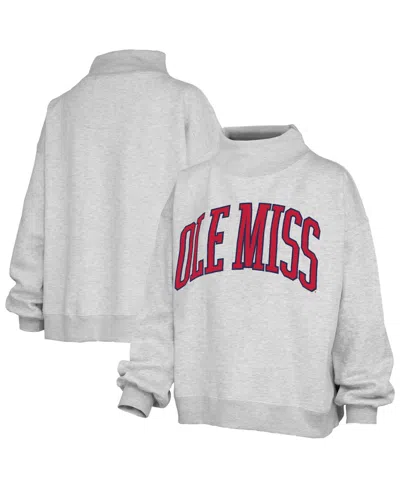 Pressbox Women's Ole Miss Rebels Nelson Oversized Mock-neck Sweatshirt In Gray