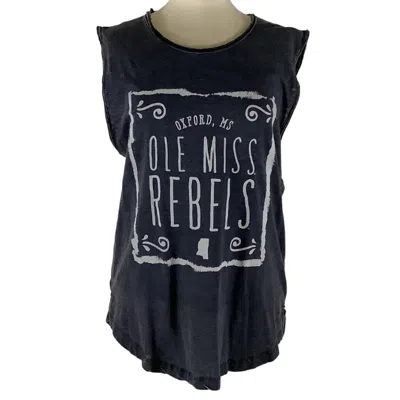 PRESSBOX WOMEN'S OLE MISS RUFFY TANK IN BLACK