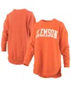 Pressbox Orange Clemson Tigers Melange Poncho Vintage Fleece Long Sleeve Pullover Sweatshirt In Orange