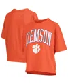 Pressbox Women's Orange Clemson Tigers Nelson Arch Over Logo Waist Length Oversized Slub T-shirt